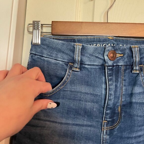 American Eagle Womens Dark Wash Curvy Hi-Rise Jegging Skinny Jeans Size 00 Short - Picture 6 of 16